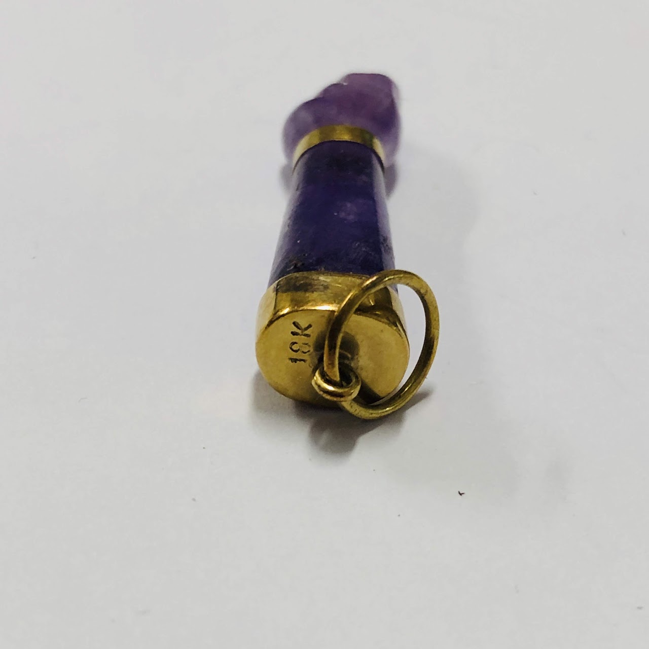 18K Gold and Amethyst Fig Sign Pendant