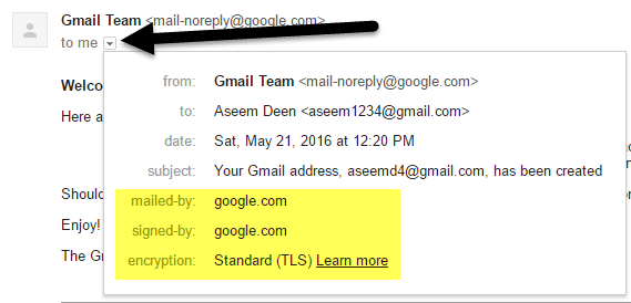 gmail 显示详细信息