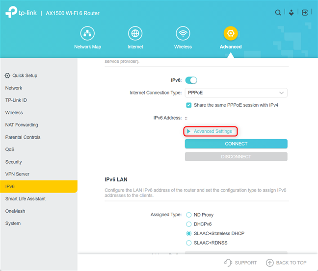 Accede a la Configuración avanzada