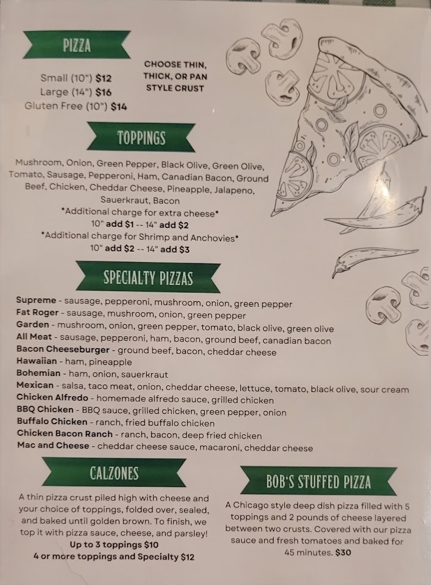 Jolly Roger's Pizzeria gluten-free menu