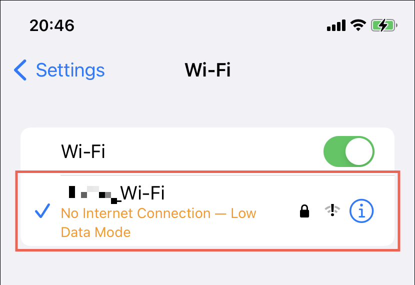 設定 > Wi-Fi 情報アイコン