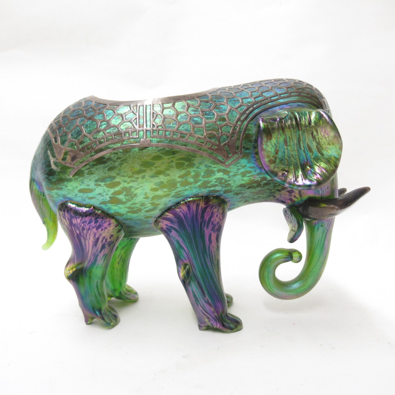 Blown Glass and Sterling Silver Elephant