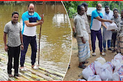 গোলাপগঞ্জ পৌর এলাকায় বন্যার্থদের মাঝে মেয়র রাবেলের ত্রান বিতরন