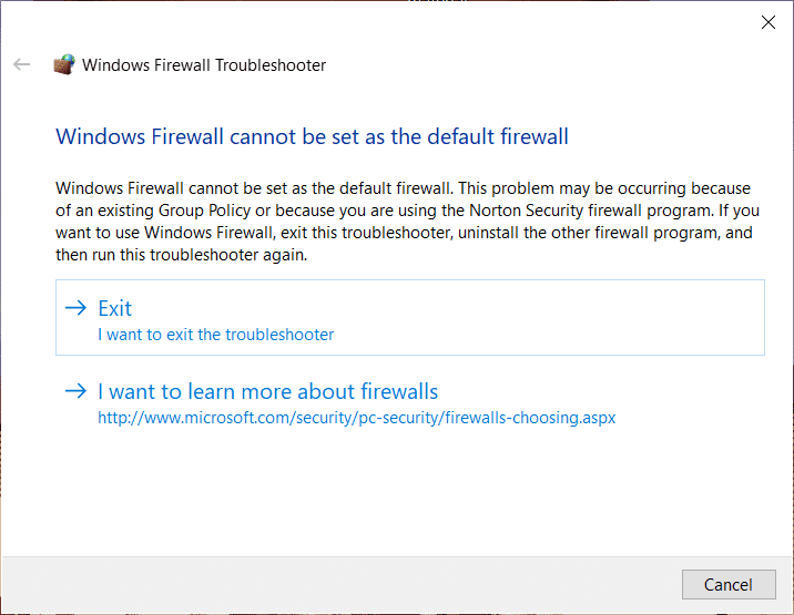 Risolvi i problemi di Windows Firewall in Windows 10