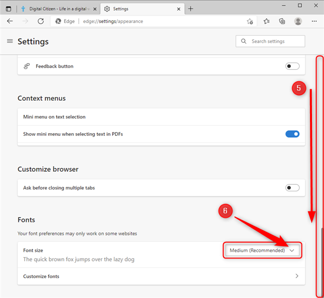 Zmień rozmiar czcionki w Microsoft Edge