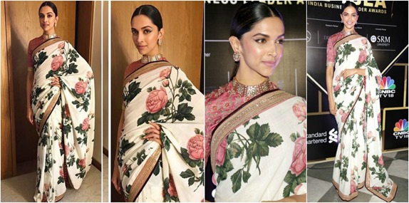 Deepika-padukone-in-sabyasachi-saree-at-CNBC-Awards-2017-Mystylespots