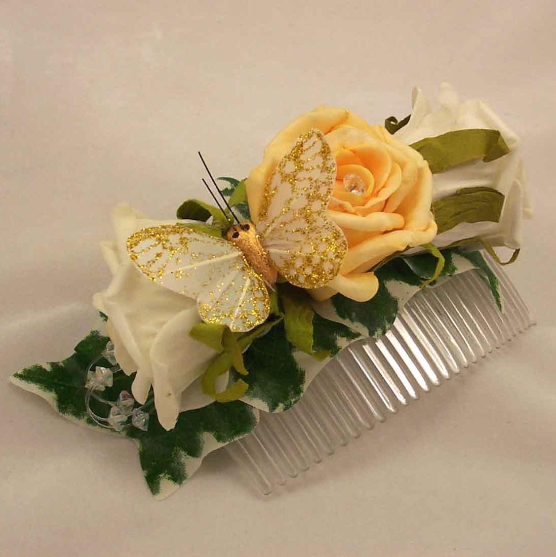 Gold & Ivory Rose Butterfly