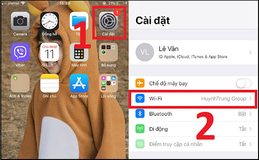 Các bước vào cài đặt WiFi trên iPhone