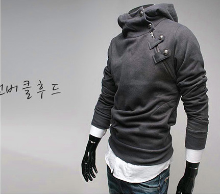 New Men Slim Sexy Fit Oblique Zip Faux Rabbit Fur Hoody Jacket Coat 