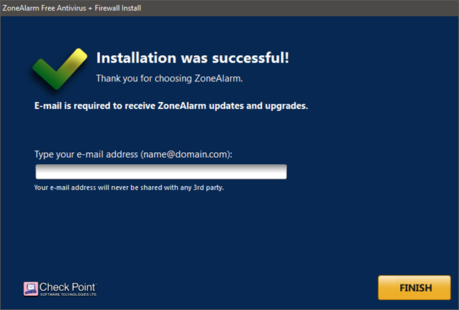 ZoneAlarm FreeAntivirus+ファイアウォール