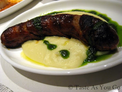 Chorizo-with-Olive-Oil-Mashed-Potatoes-and-Parsley-Puree-at-Jaleo-at-The-Cosmopolitan-in-Las-Vegas-Photo-by-Taste-As-You-Go