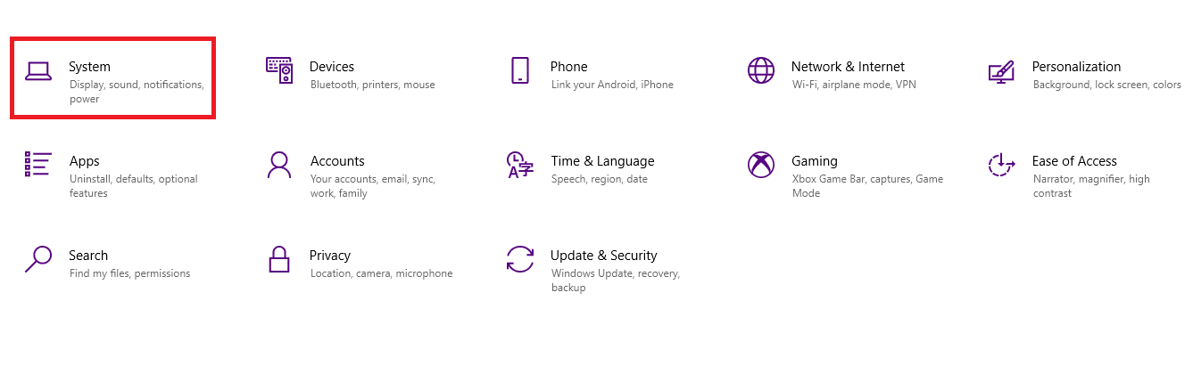 haga clic en Configuración del sistema