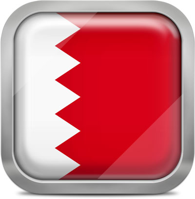 Bahrain square flag with metallic frame
