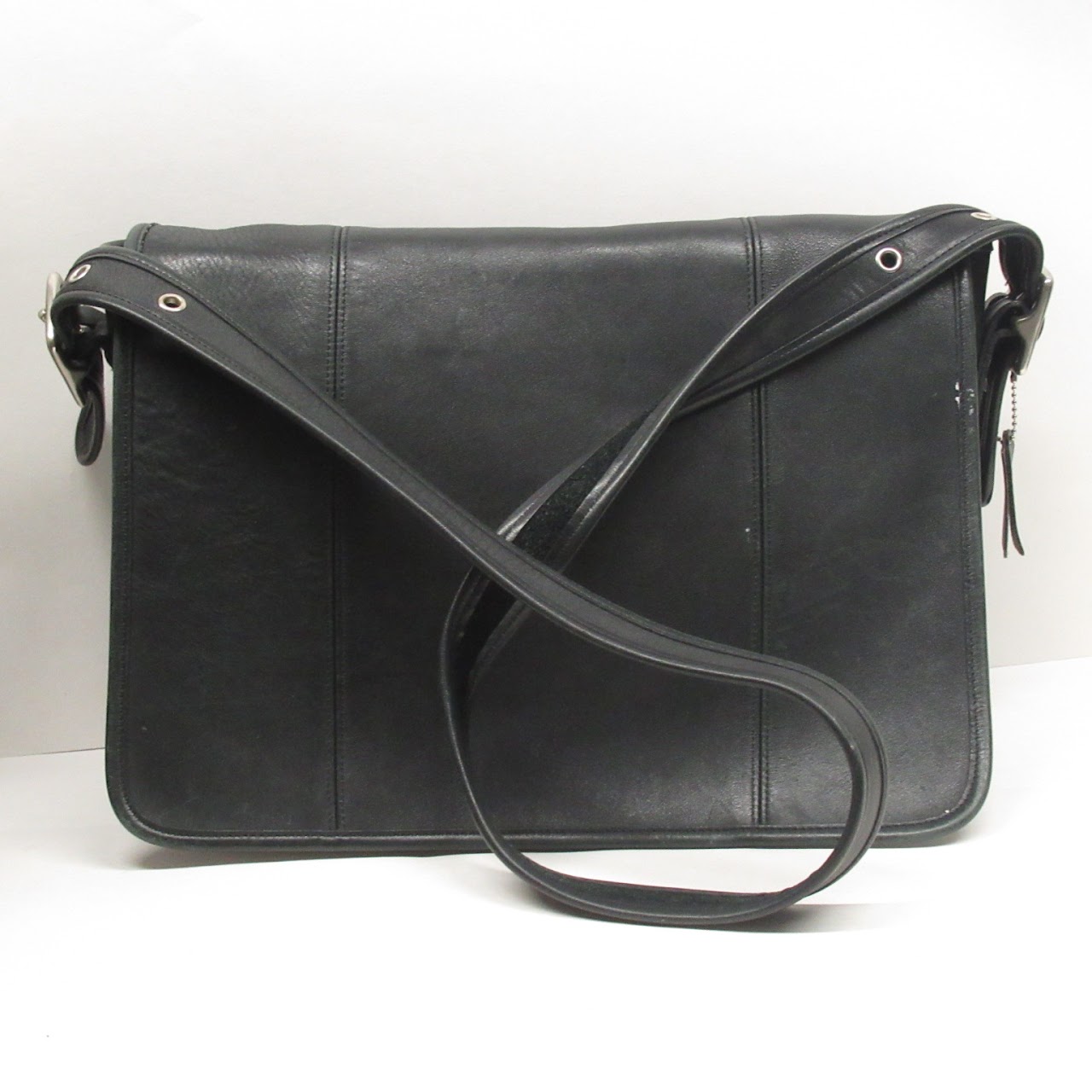 Coach Vintage Classic Black Leather Messenger Bag