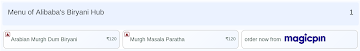 Alibaba's  Biryani Hub menu 