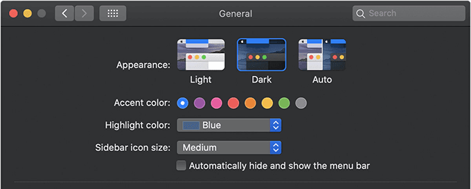 Modo oscuro en Configuración general