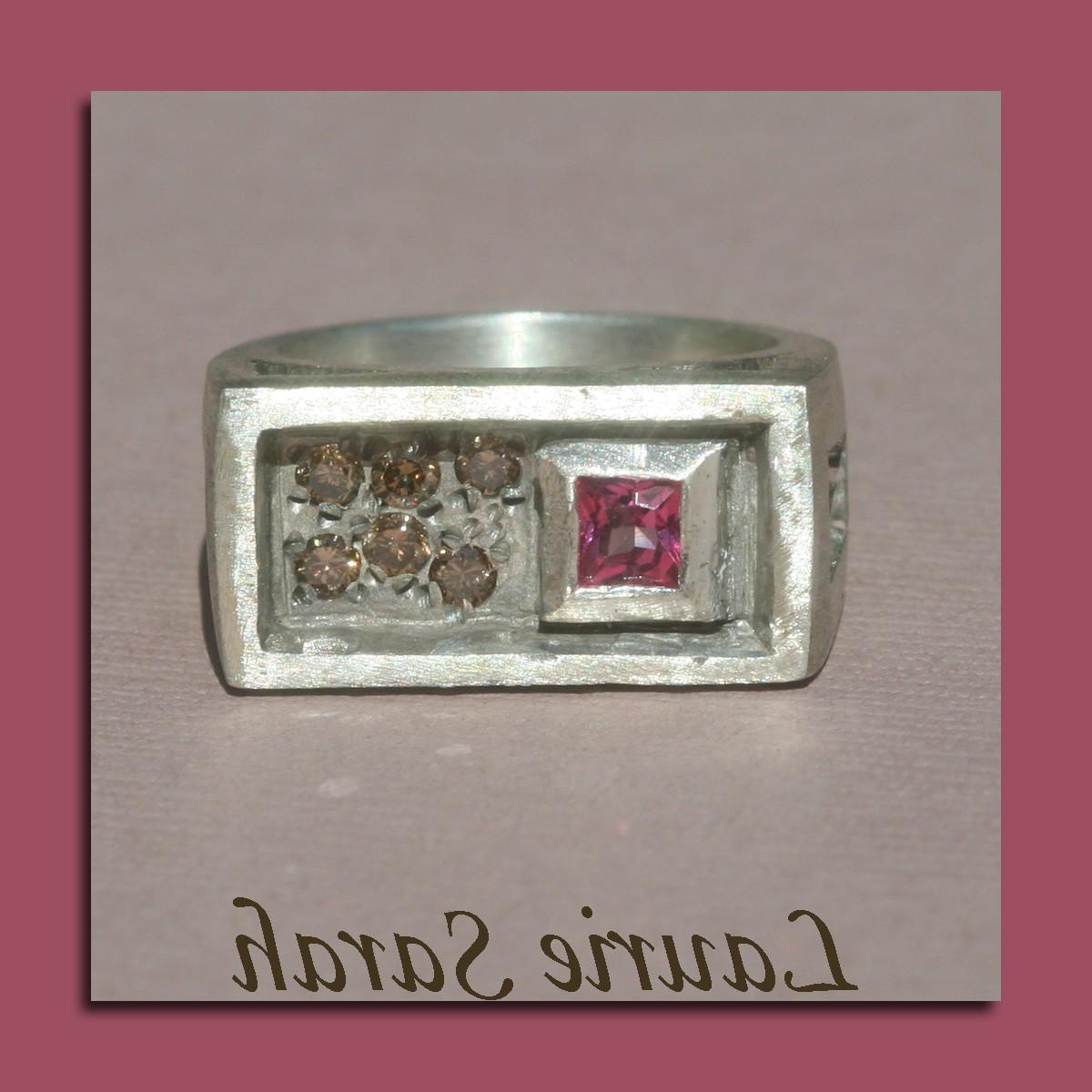 15  off - was 1014 - Steampunk Pink Sapphire and Chocolate Diamond Ring in