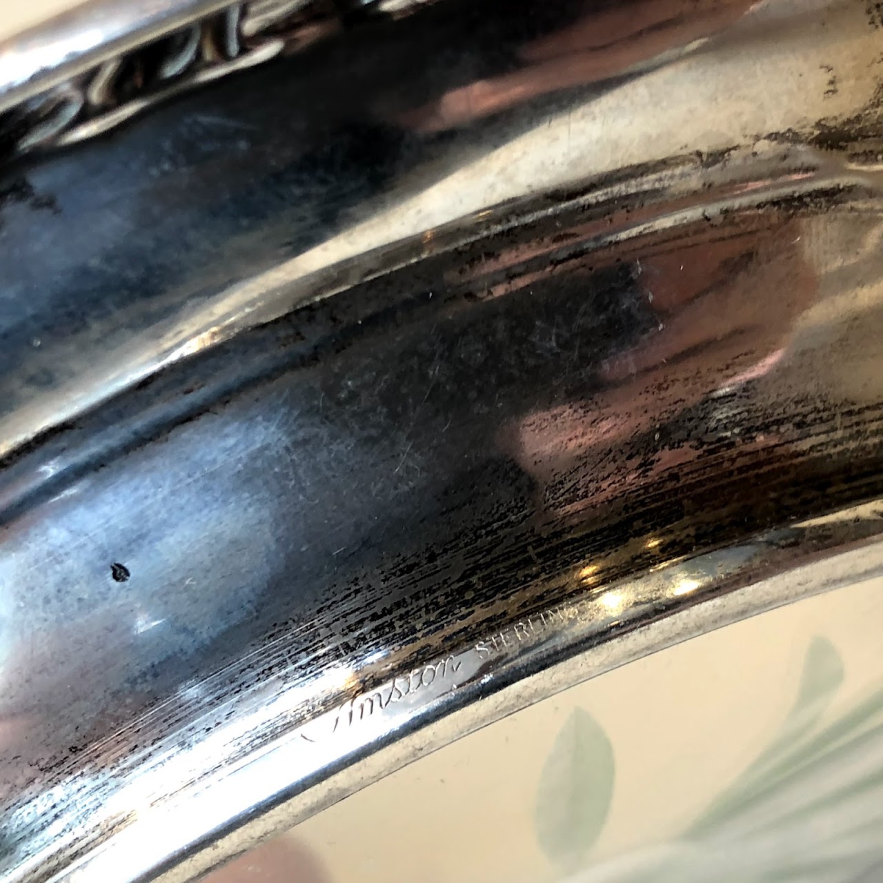 Sterling Silver & Etched Glass Plate