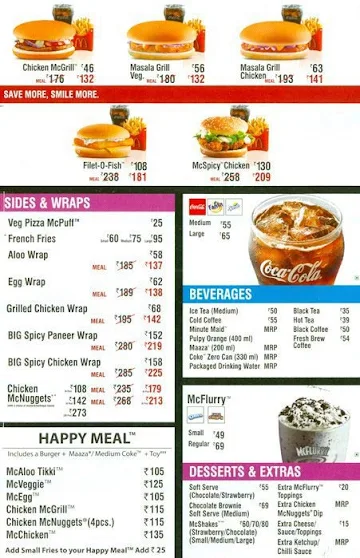 McDonald's menu 