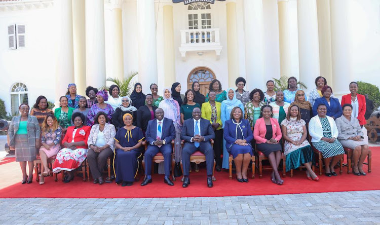 President William Ruto and his Deputy Rigathi gachagua with Women Representatives from various counties at State House on January 19, 2023