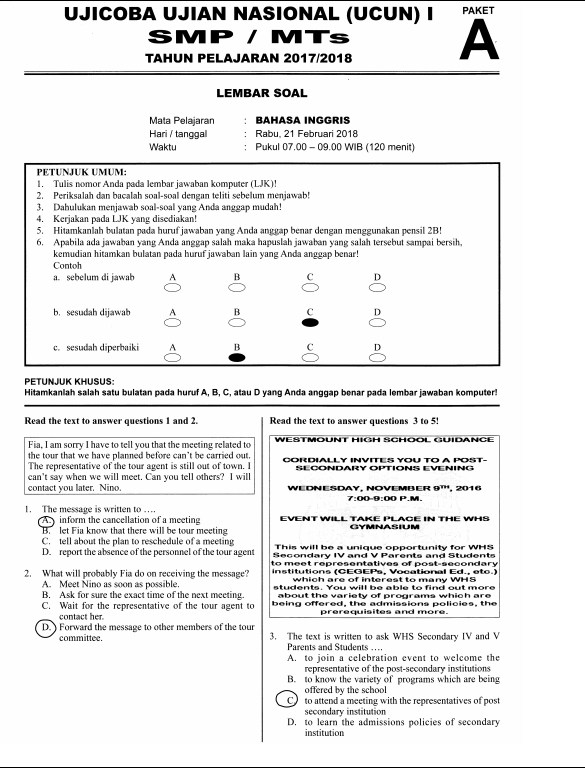 Soal Dan Kunci Jawaban Ucun To Un Bahasa Inggris Smp Dki Jakarta Tahun 2018 Pendidikan Kewarganegaraan Pendidikan Kewarganegaraan