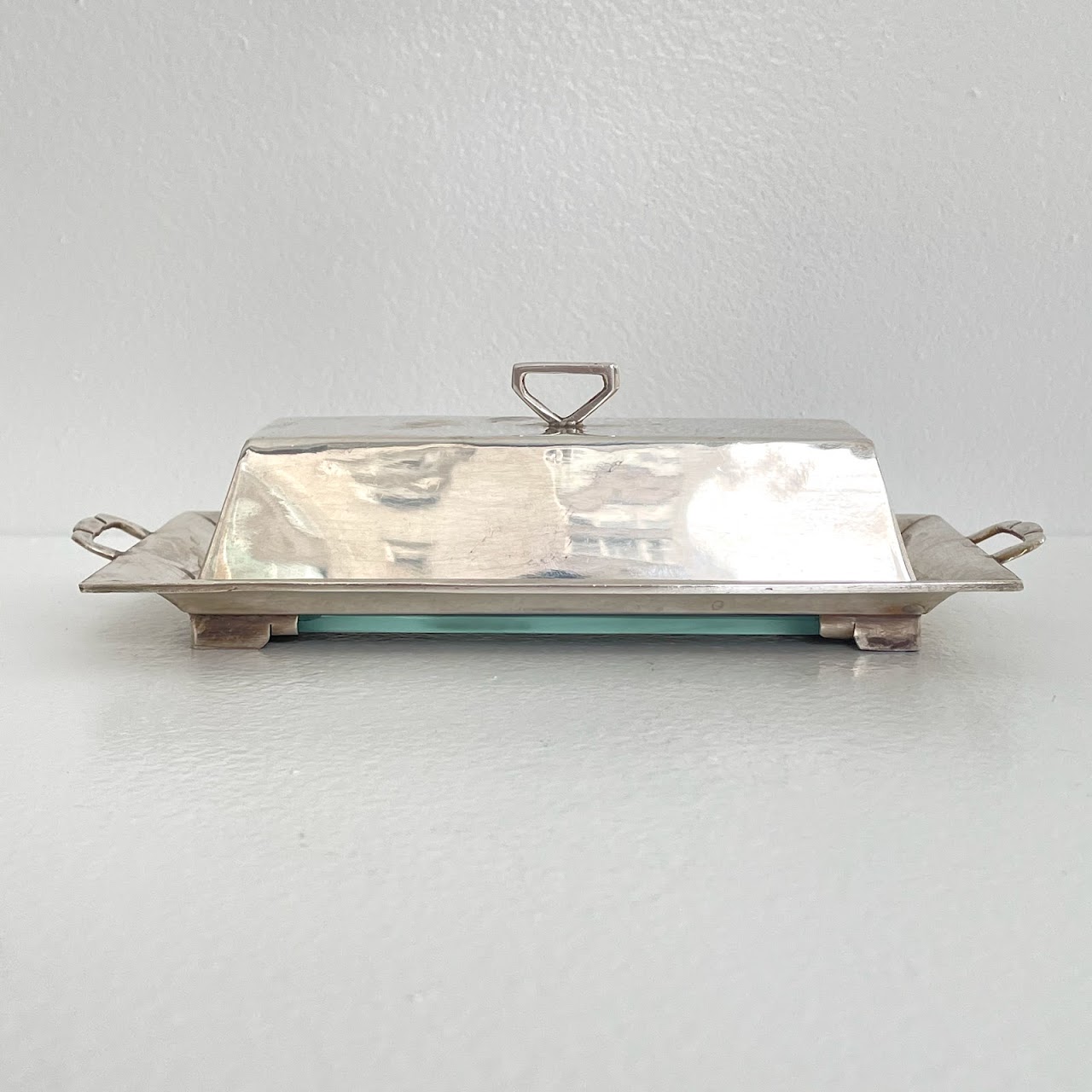 Sterling Silver  & Glass Butter Dish