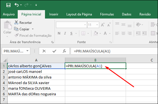 Excel - Como alterar o texto para maiúsculas, minúsculas ou primeira letra em maiúscula - Visual Dicas