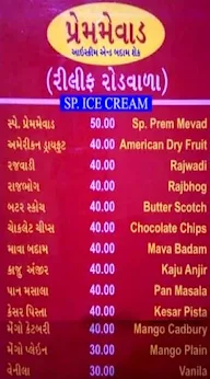 Prem Mevad Ice Cream menu 1