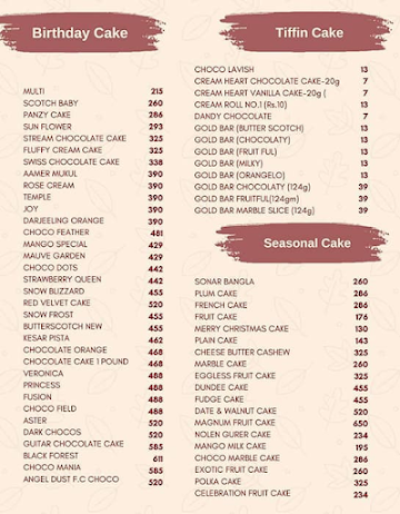 The Sugarr & Spice menu 