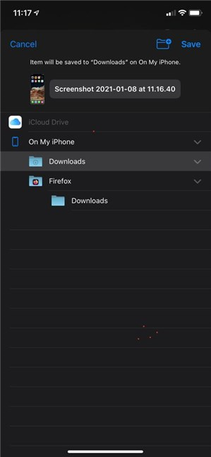 Enregistrez vos captures d'écran iOS à un emplacement spécifique