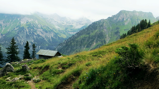 Gundlesalpe Blick Richtung Älpelesattel und Salober Daumen Hindelang Allgäu