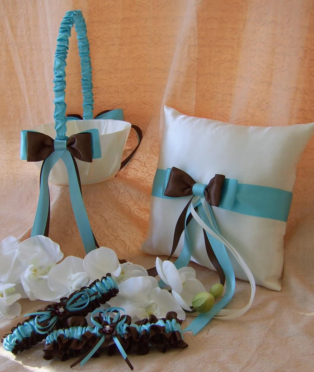 Tiffany Blue & Chocolate Brown Wedding Colors, Flower Girl Basket & Ring