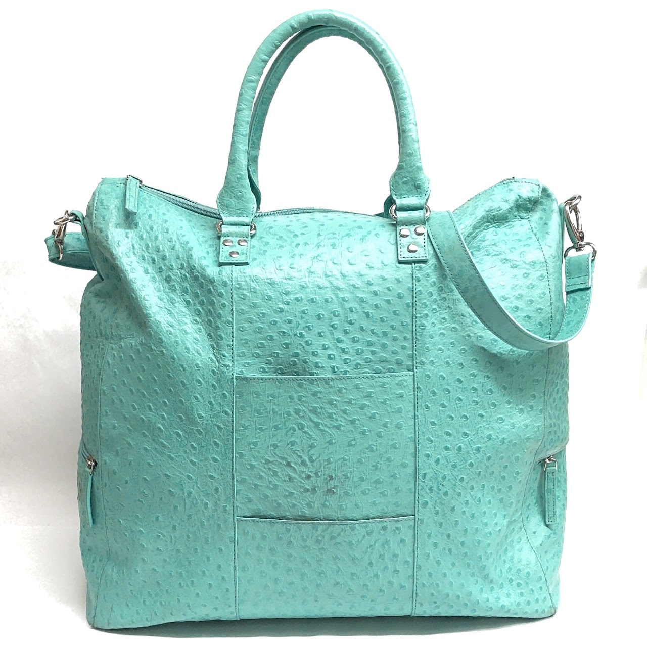 CLEO & PATEK Turquoise Ostrich Leather Purse