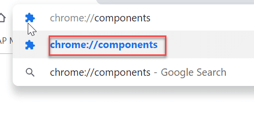 Nhập chrome: // components vào thanh địa chỉ của Chrome