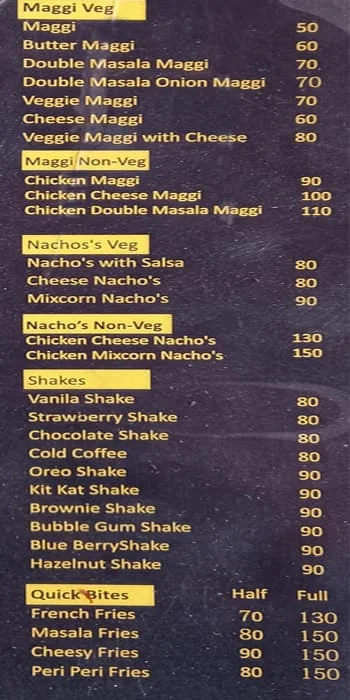 Pizzeria menu 