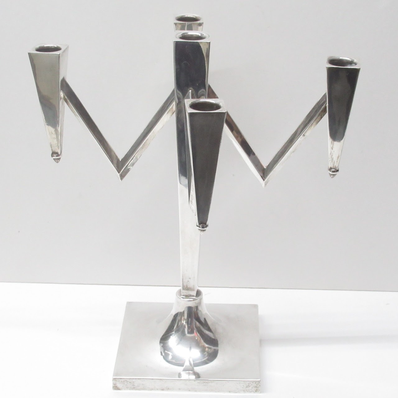 Sterling Silver 1000+ Gram LMM Modernist Candelabra