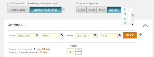 organizador torneos horarios 30 45
