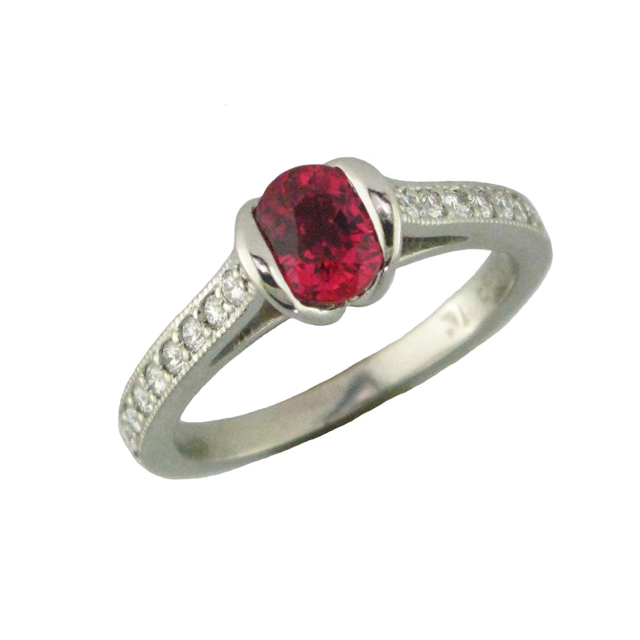 red-orange sapphire ring