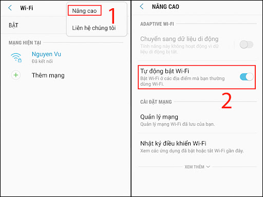 Tắt chế độ tự động bật WiFi để khắc phục lỗi