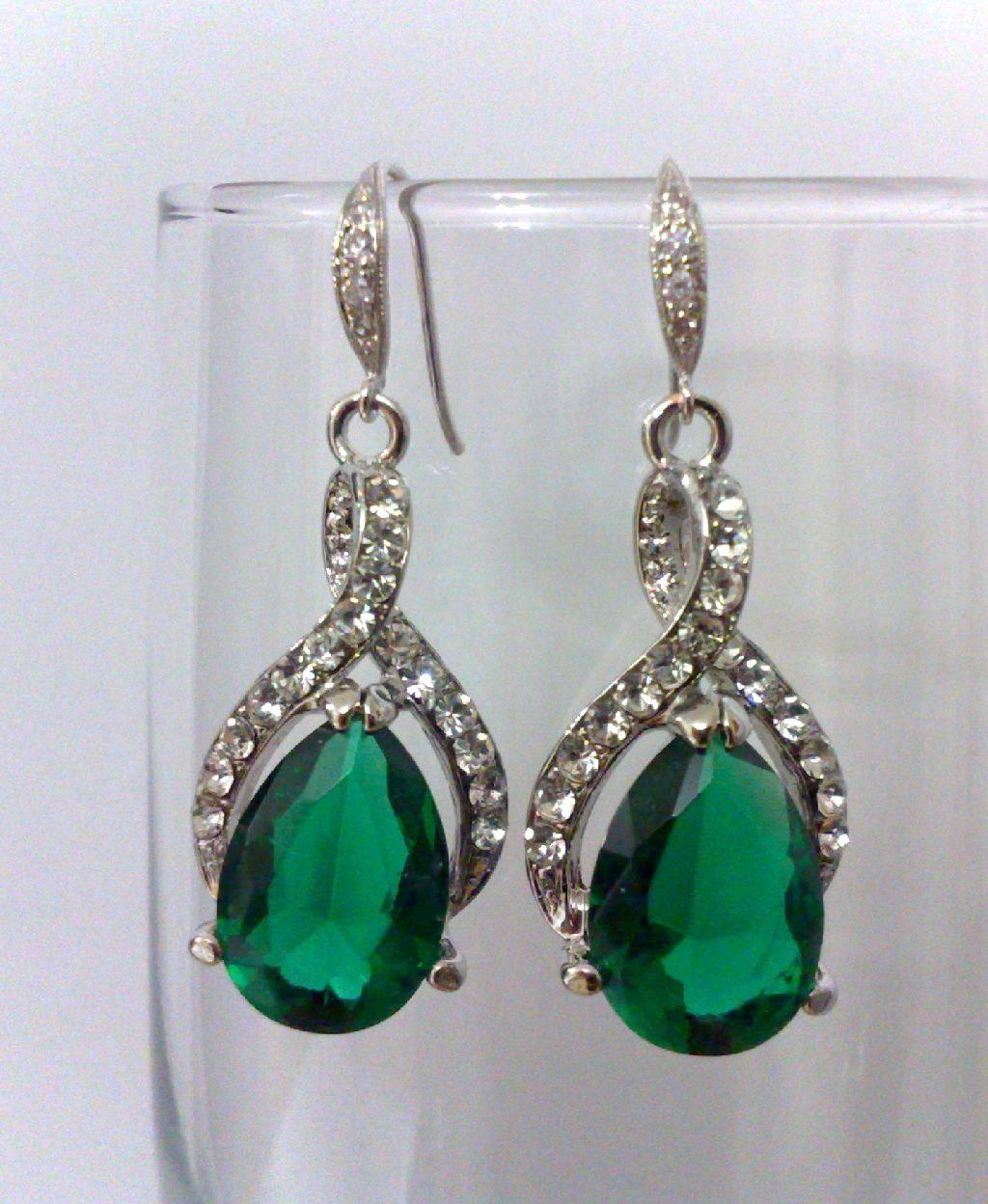 Emerald Green Earrings, Bridal