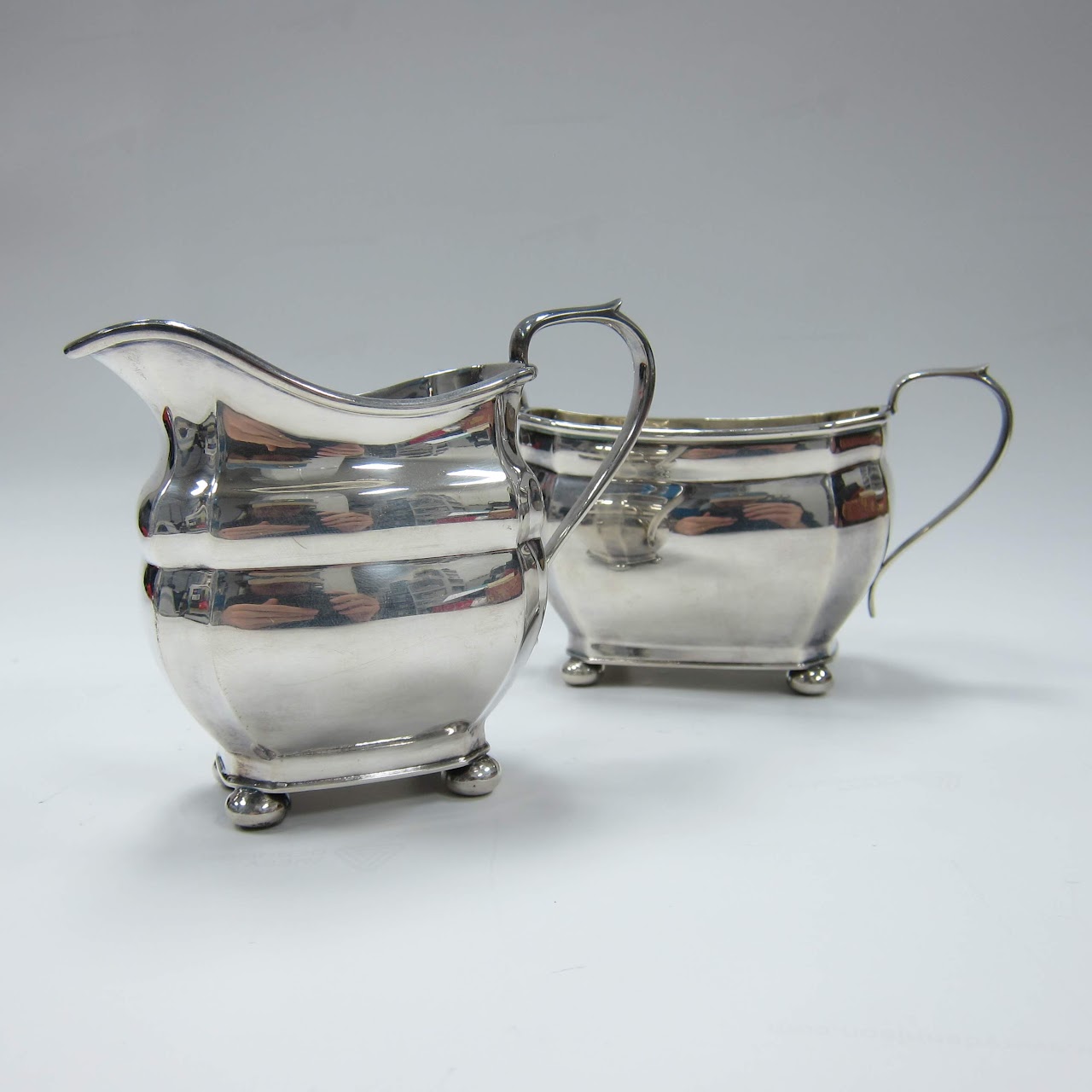 C J Vander Silver Plate Sugar Bow & Creamer