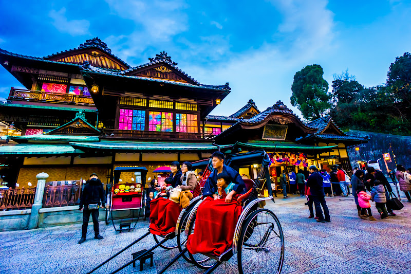 Dogo Hot Spring main building rickshaw3