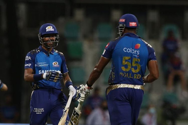 Hardik Pandya and Kieron Pollard in IPL Match