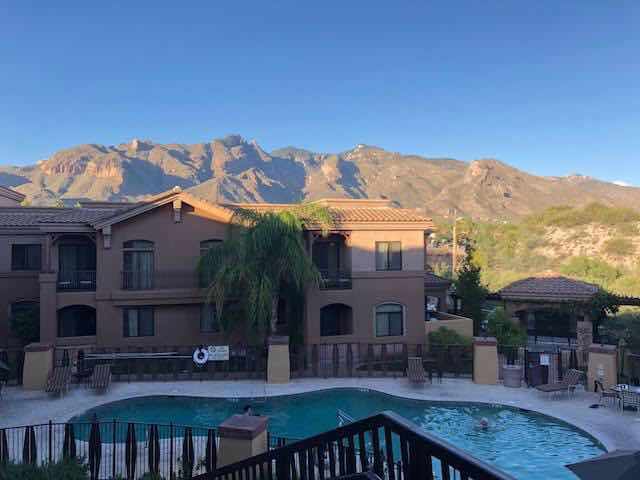 Checked into our Tucson hotel with clear skies and view of Mt. Lemmon in the background (Source: Palmia Observatory)