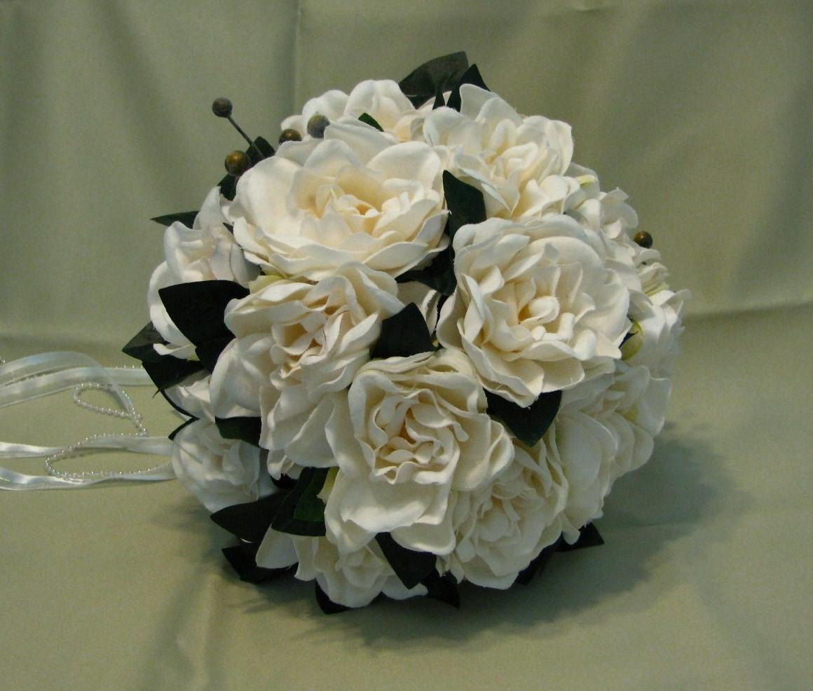 Gardenia bridal bouquet, silk