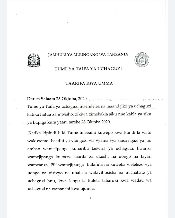 Tume ya Taifa ya Uchaguzi (NEC) Yasema Kuna Kundi la Watu Limejipanga kuharibu Taswira ya uchaguzi