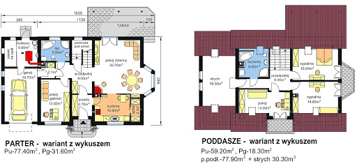 BW-44 - Rzut parteru - propozycja adaptacji - wersja z wykuszem