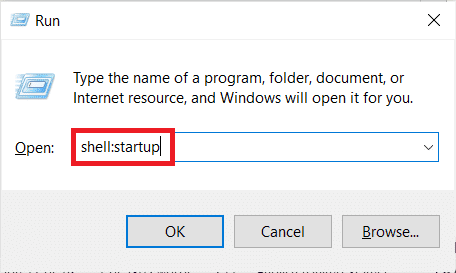 Tapez shell:startup et appuyez sur Entrée