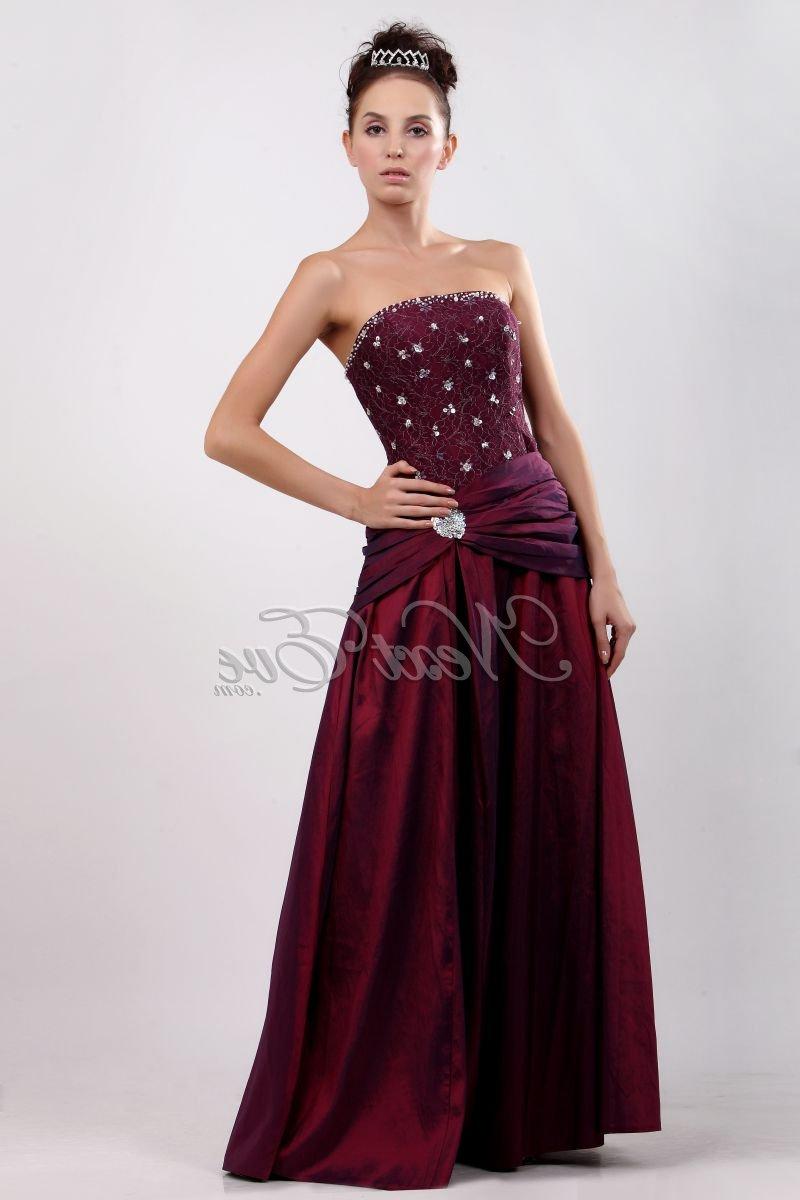 Strapless purple evening gown,