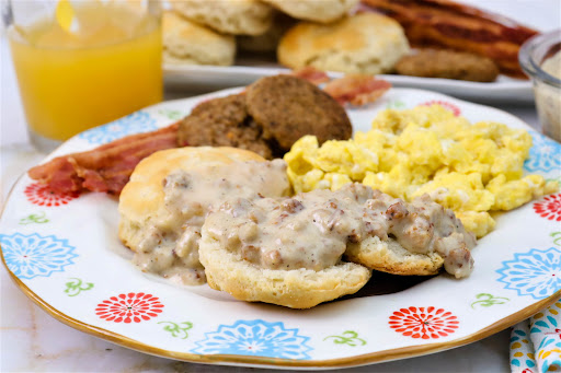 Mom's Southern Sausage Gravy over biscuits.